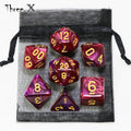 🎲 Double-Color Polyhedral Dice Set with Gold Numbers + Pouch (7pcs)