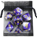 🎲 Double-Color Polyhedral Dice Set with Gold Numbers + Pouch (7pcs)