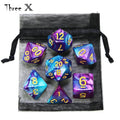 🎲 Double-Color Polyhedral Dice Set with Gold Numbers + Pouch (7pcs)