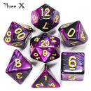 🎲 Double-Color Polyhedral Dice Set with Gold Numbers + Pouch (7pcs)