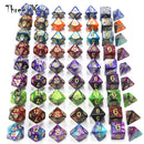 🎲 Double-Color Polyhedral Dice Set with Gold Numbers + Pouch (7pcs)