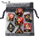 🎲 Double-Color Polyhedral Dice Set with Gold Numbers + Pouch (7pcs)