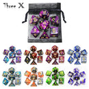 🎲 Double-Color Polyhedral Dice Set with Gold Numbers + Pouch (7pcs)