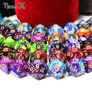 🎲 Double-Color Polyhedral Dice Set with Gold Numbers + Pouch (7pcs)