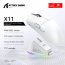 Attack Shark X11 PAW3311 White Bluetooth Mouse, Triple Mode Connectivity, Touch Magnetic Charging Dock, Ultra-Light Gaming Mouse