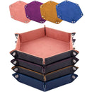 🎲 Hexagon PU Leather Dice Tray – Folding Rolling Holder for RPG & DND