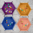 🎲 Hexagon PU Leather Dice Tray – Folding Rolling Holder for RPG & DND