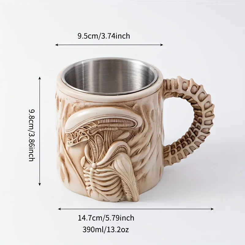 Xenomorph Mug – 3D Flat Heat Transfer Alien Coffee Cup for Home & Office