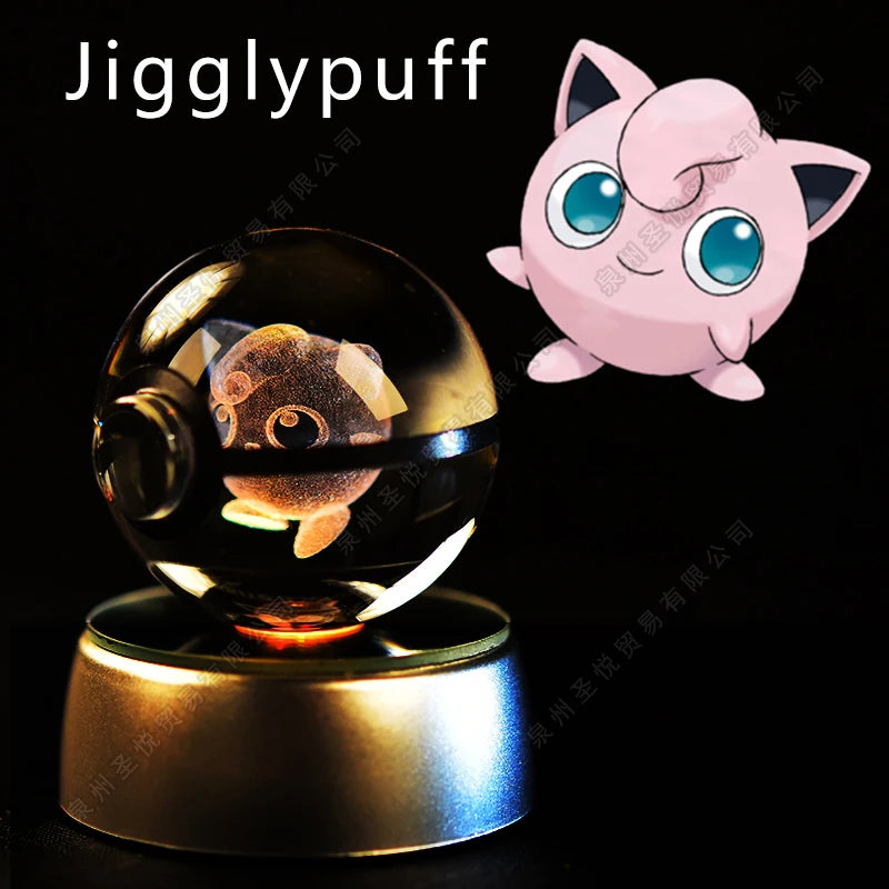 ✨ Pokémon 3D Crystal Ball LED Night Light – Multi-Color Gradient Base