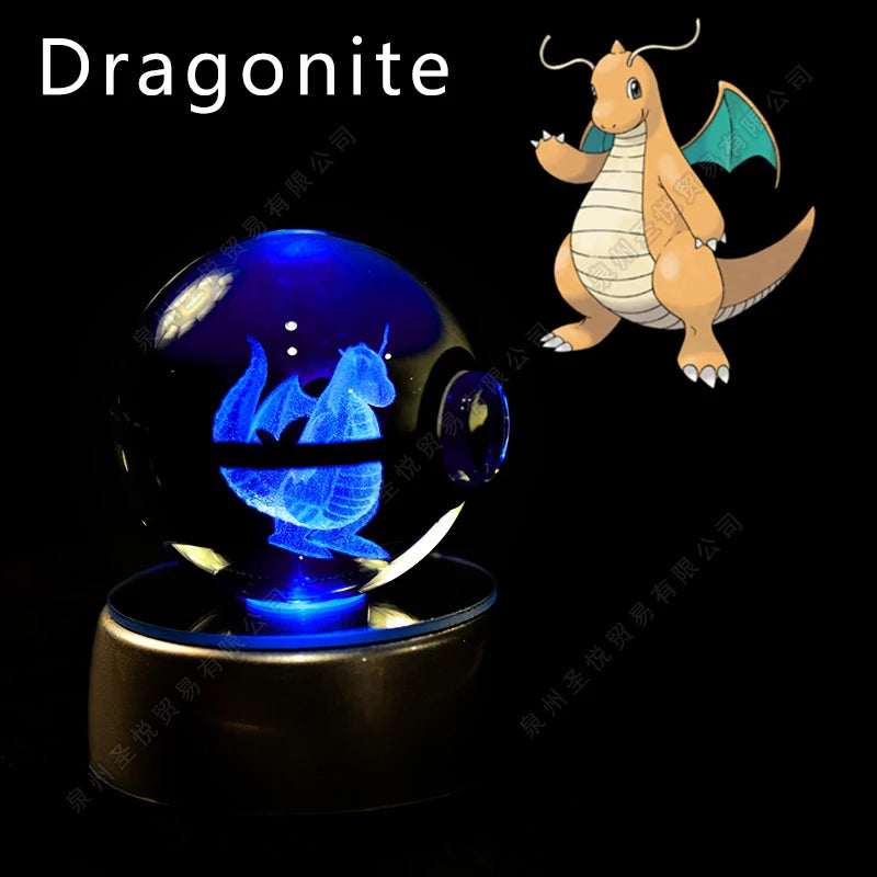 ✨ Pokémon 3D Crystal Ball LED Night Light – Multi-Color Gradient Base
