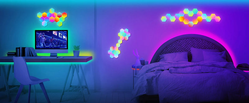RGB Hexagon Smart Wall Light – DIY Panels with Music Sync & App Control