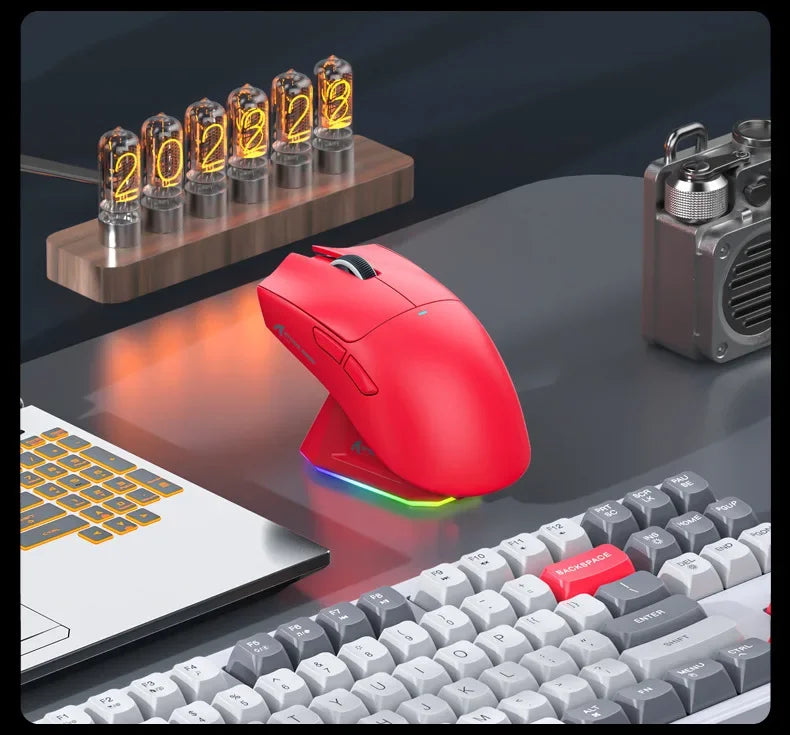 Attack Shark X11 PAW3311 White Bluetooth Mouse, Triple Mode Connectivity, Touch Magnetic Charging Dock, Ultra-Light Gaming Mouse