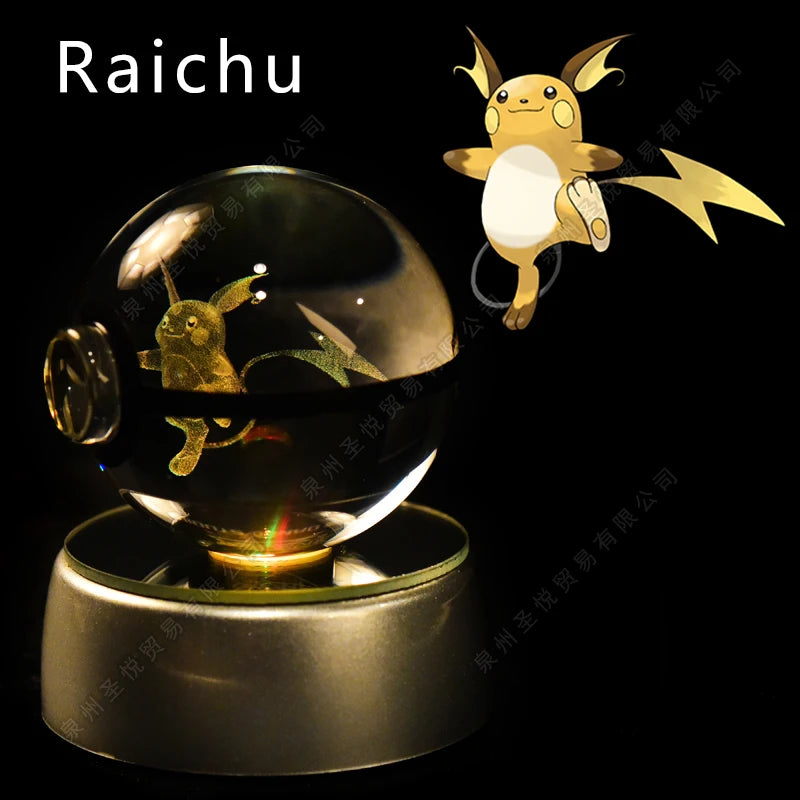 ✨ Pokémon 3D Crystal Ball LED Night Light – Multi-Color Gradient Base