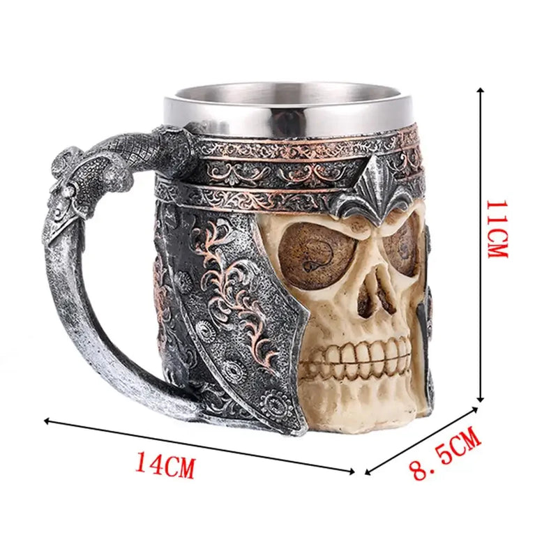 Viking Wood Style Beer Mug – 500ml Double Wall Stainless Steel Insulated Drinking Cup