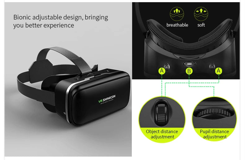 VR Shinecon 10.0 – 3D Virtual Reality Headset for Smartphone with Bluetooth Controller & Immersive Viewing
