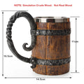 Viking Wood Style Beer Mug – 500ml Double Wall Stainless Steel Insulated Drinking Cup