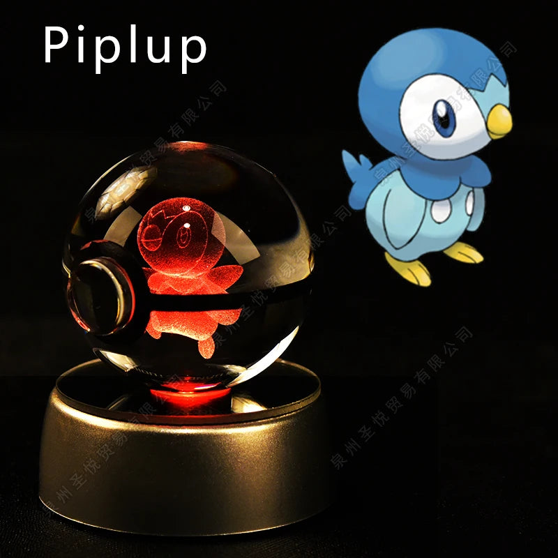 ✨ Pokémon 3D Crystal Ball LED Night Light – Multi-Color Gradient Base