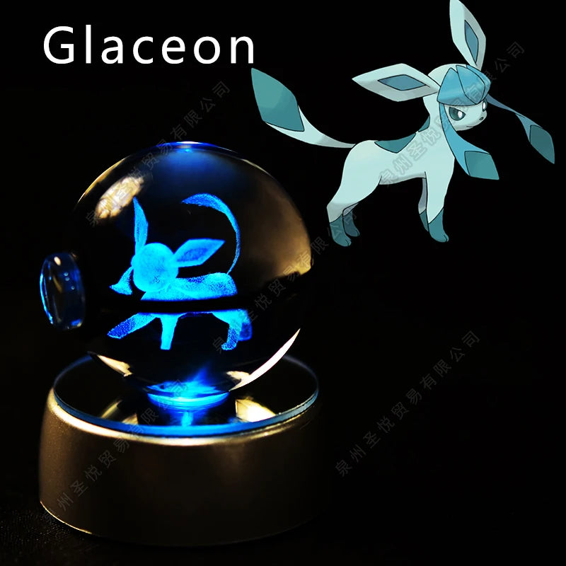 ✨ Pokémon 3D Crystal Ball LED Night Light – Multi-Color Gradient Base