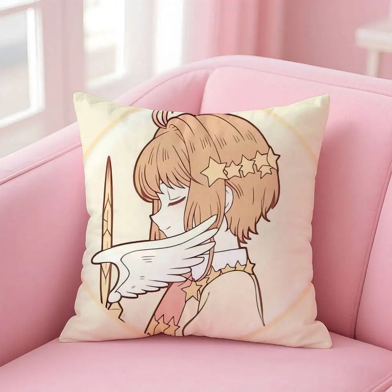 C-Cute Sakura Kinomoto Pillow Case – Soft Plush Anime Cushion Cover with Invisible Zipper