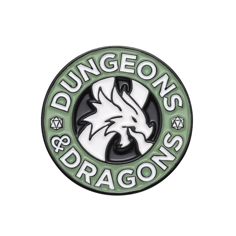 RPG Game Dungeon DnD Dragon Dice D20 Anime Enamel Pin Lapel Badges Manga Brooches for Women Fashion Jewelry Accessories Gifts