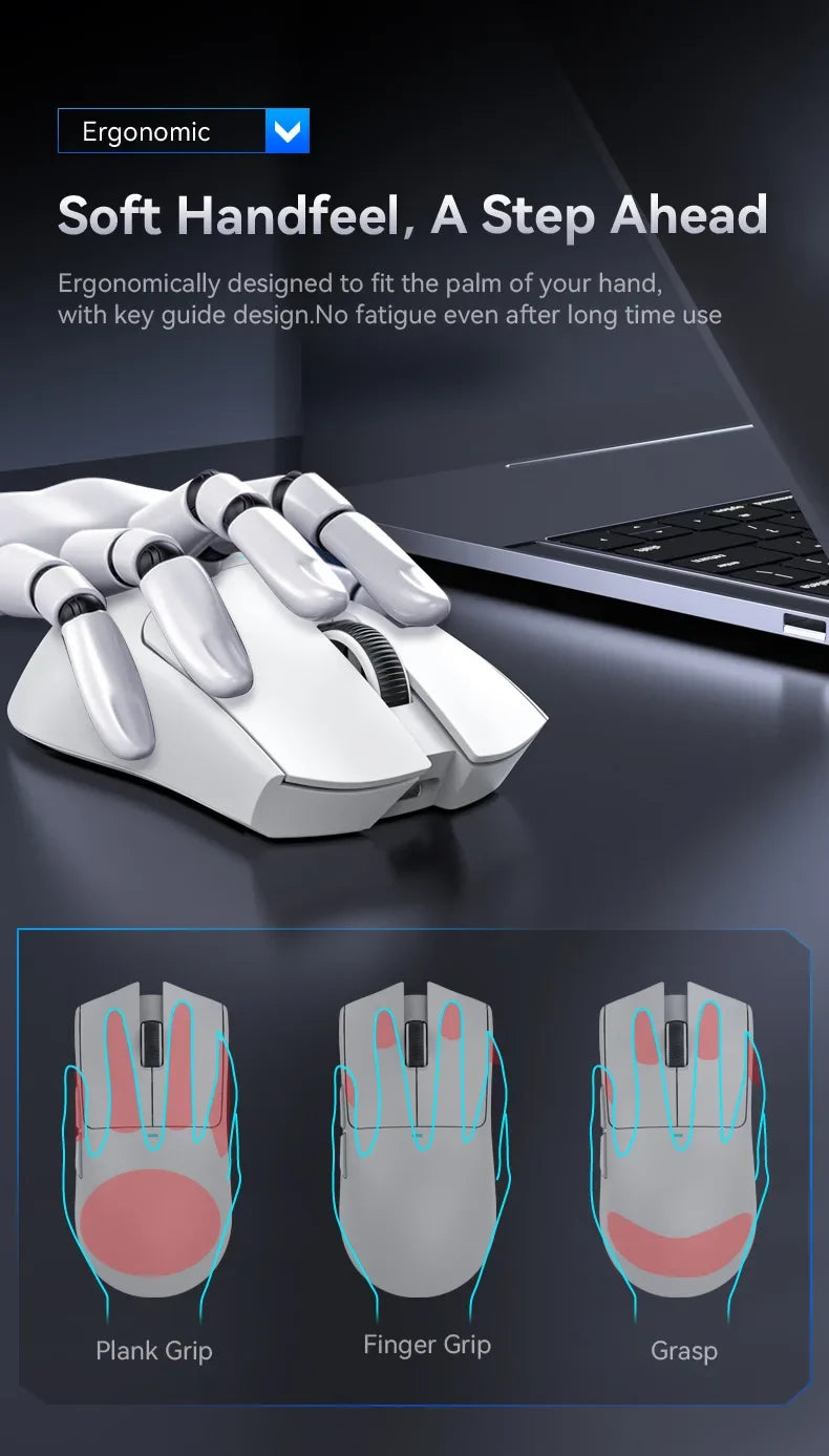 Attack Shark X11 PAW3311 White Bluetooth Mouse, Triple Mode Connectivity, Touch Magnetic Charging Dock, Ultra-Light Gaming Mouse