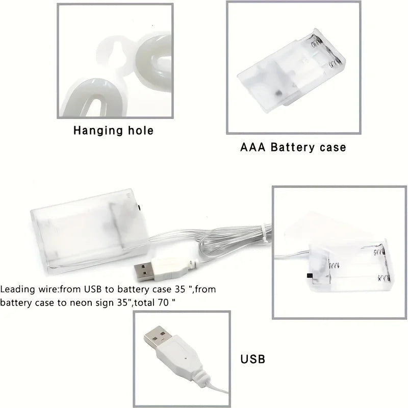 LED Neon Sign – USB/Battery Powered Wall Light for Bedroom, Bar, Game Room