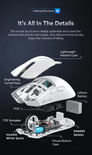 Attack Shark X11 PAW3311 White Bluetooth Mouse, Triple Mode Connectivity, Touch Magnetic Charging Dock, Ultra-Light Gaming Mouse