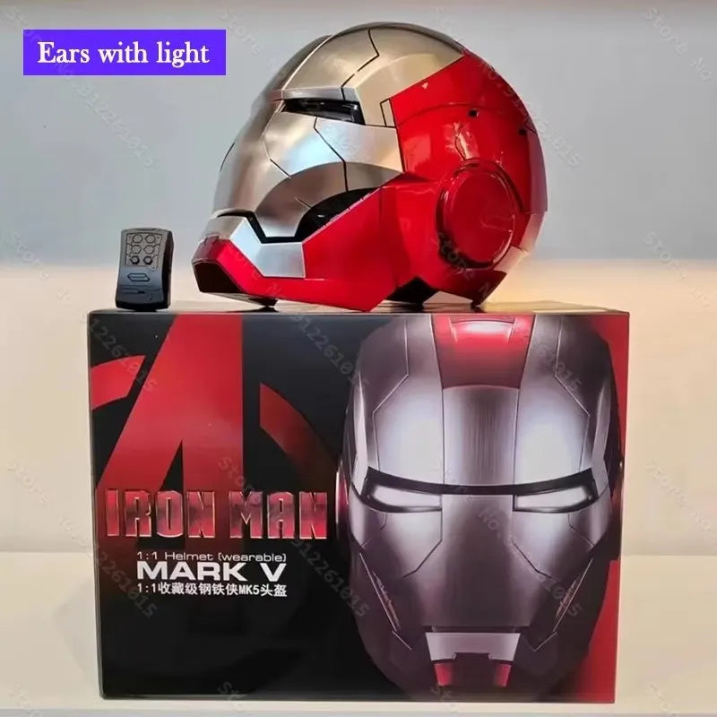 Iron Man MK5 Helmet – 1:1 Electric Voice-Activated Wearable Mask with LED & Remote Control