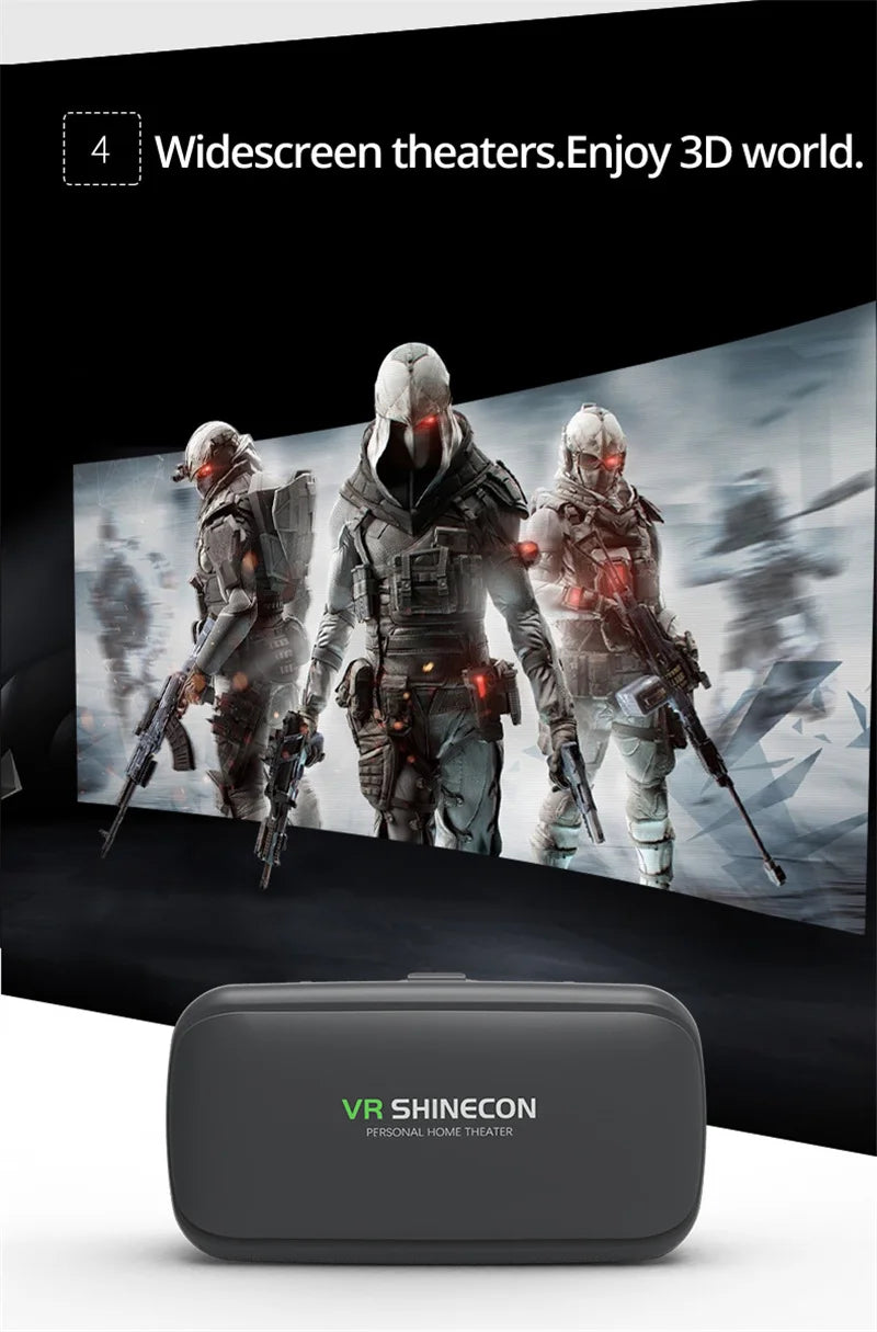 VR Shinecon 10.0 – 3D Virtual Reality Headset for Smartphone with Bluetooth Controller & Immersive Viewing