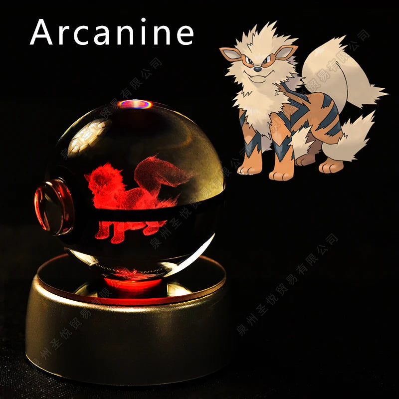 ✨ Pokémon 3D Crystal Ball LED Night Light – Multi-Color Gradient Base