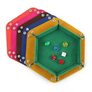 🎲 Hexagon PU Leather Dice Tray – Folding Rolling Holder for RPG & DND