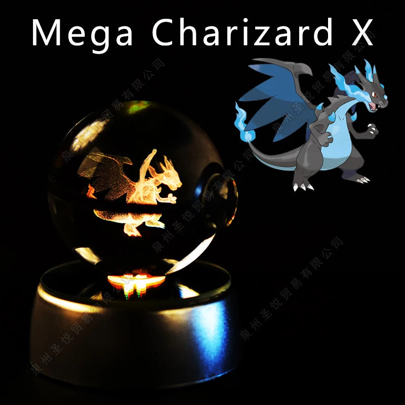 ✨ Pokémon 3D Crystal Ball LED Night Light – Multi-Color Gradient Base