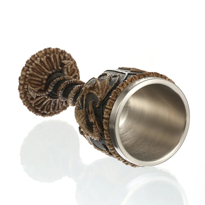 Viking Wood Style Beer Mug – 500ml Double Wall Stainless Steel Insulated Drinking Cup