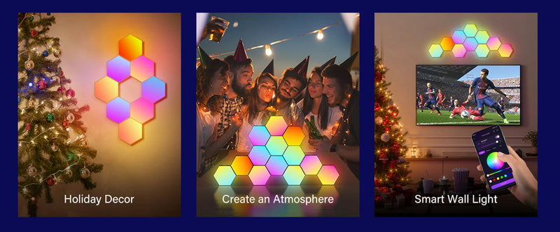 RGB Hexagon Smart Wall Light – DIY Panels with Music Sync & App Control