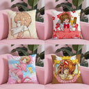 C-Cute Sakura Kinomoto Pillow Case – Soft Plush Anime Cushion Cover with Invisible Zipper