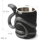 Viking Wood Style Beer Mug – 500ml Double Wall Stainless Steel Insulated Drinking Cup