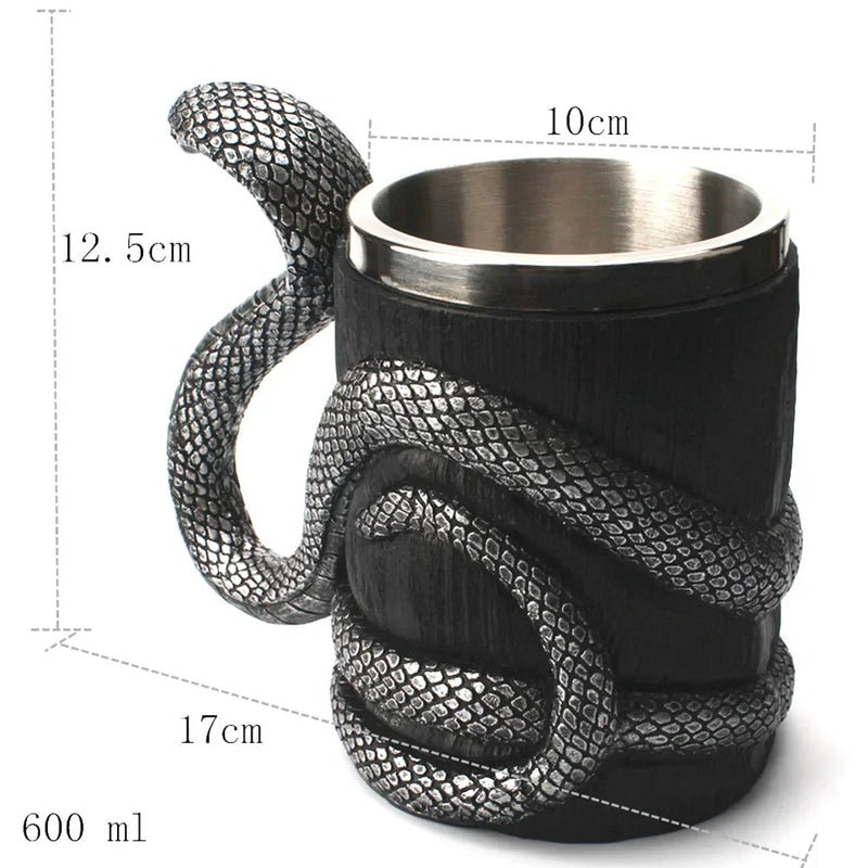 Viking Wood Style Beer Mug – 500ml Double Wall Stainless Steel Insulated Drinking Cup