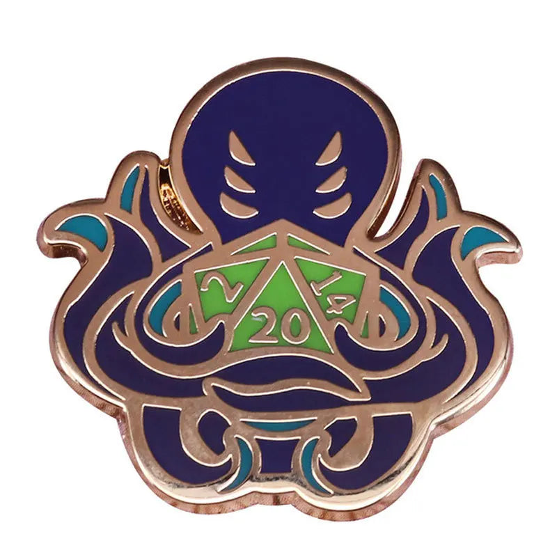 RPG Game Dungeon DnD Dragon Dice D20 Anime Enamel Pin Lapel Badges Manga Brooches for Women Fashion Jewelry Accessories Gifts