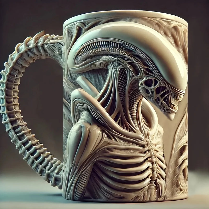 Xenomorph Mug – 3D Flat Heat Transfer Alien Coffee Cup for Home & Office