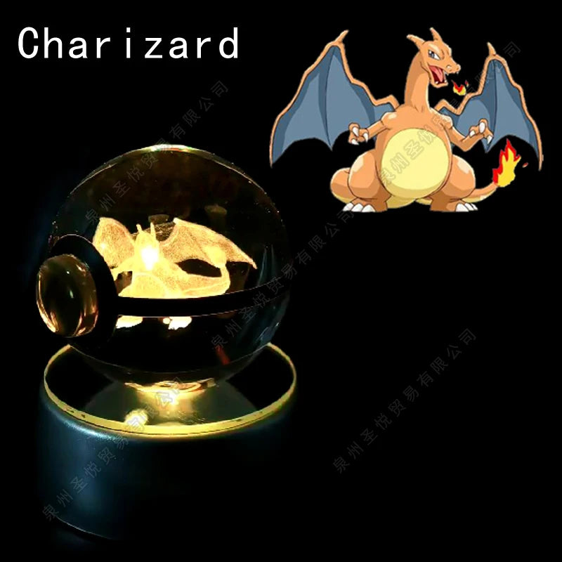 ✨ Pokémon 3D Crystal Ball LED Night Light – Multi-Color Gradient Base