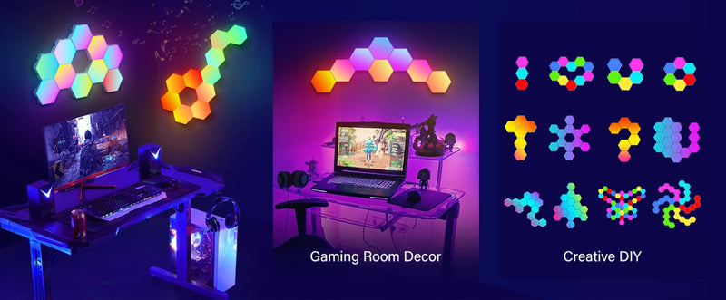RGB Hexagon Smart Wall Light – DIY Panels with Music Sync & App Control