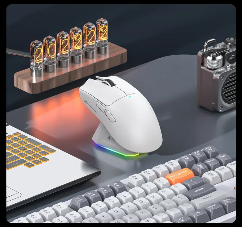 Attack Shark X11 PAW3311 White Bluetooth Mouse, Triple Mode Connectivity, Touch Magnetic Charging Dock, Ultra-Light Gaming Mouse