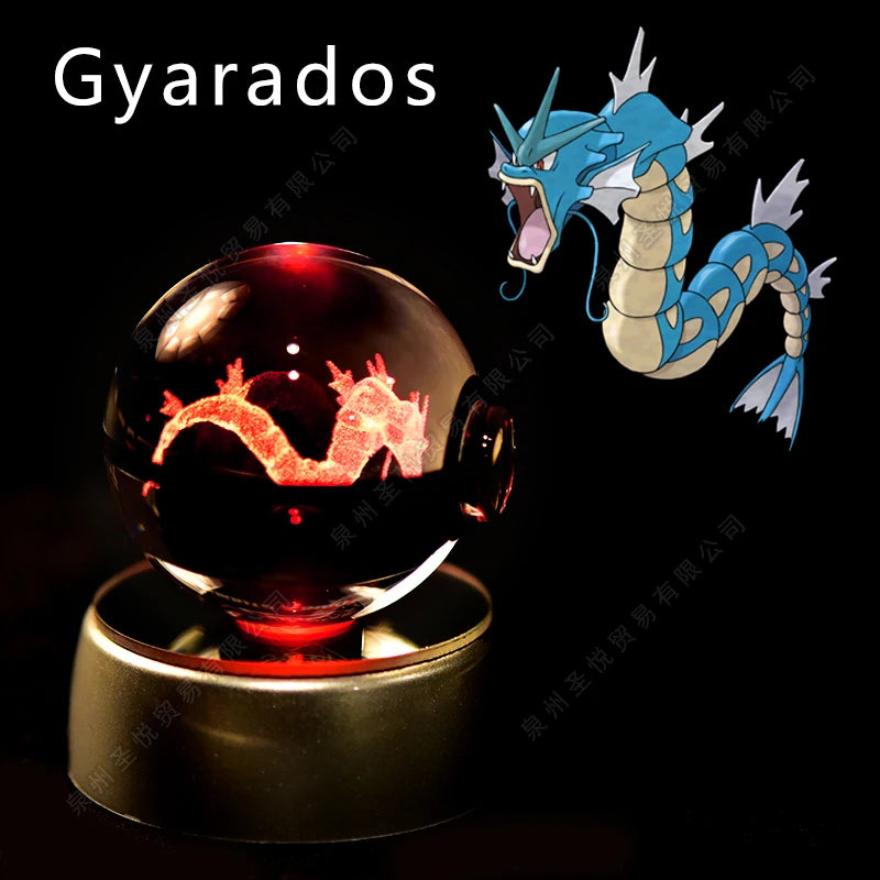 ✨ Pokémon 3D Crystal Ball LED Night Light – Multi-Color Gradient Base