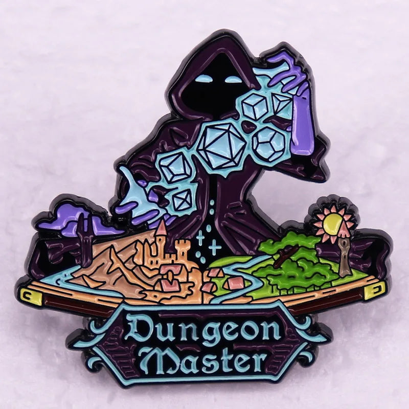 RPG Game Dungeon DnD Dragon Dice D20 Anime Enamel Pin Lapel Badges Manga Brooches for Women Fashion Jewelry Accessories Gifts