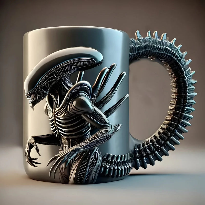 Xenomorph Mug – 3D Flat Heat Transfer Alien Coffee Cup for Home & Office