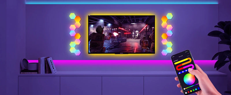RGB Hexagon Smart Wall Light – DIY Panels with Music Sync & App Control